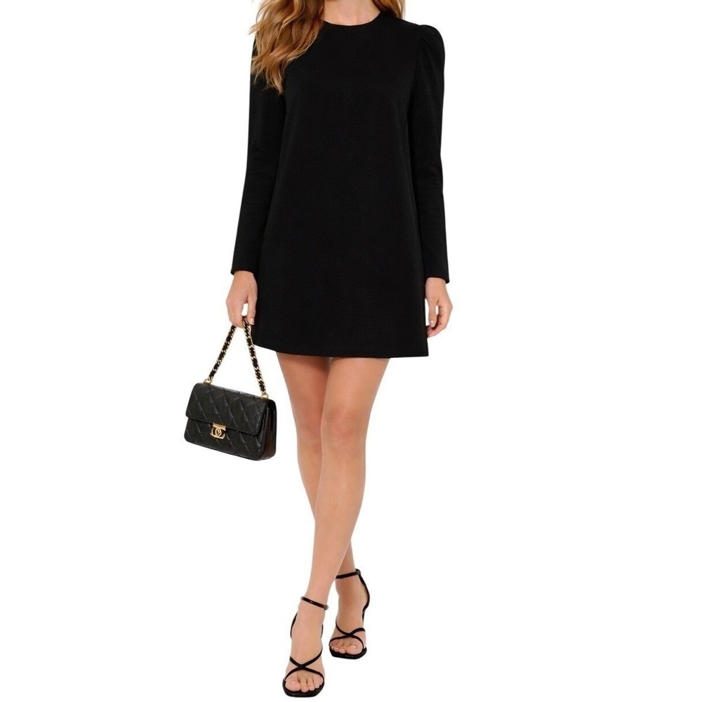 Pomander Place Black Mini Dress Puff Sleeve Shift Cocktail Party NWT S